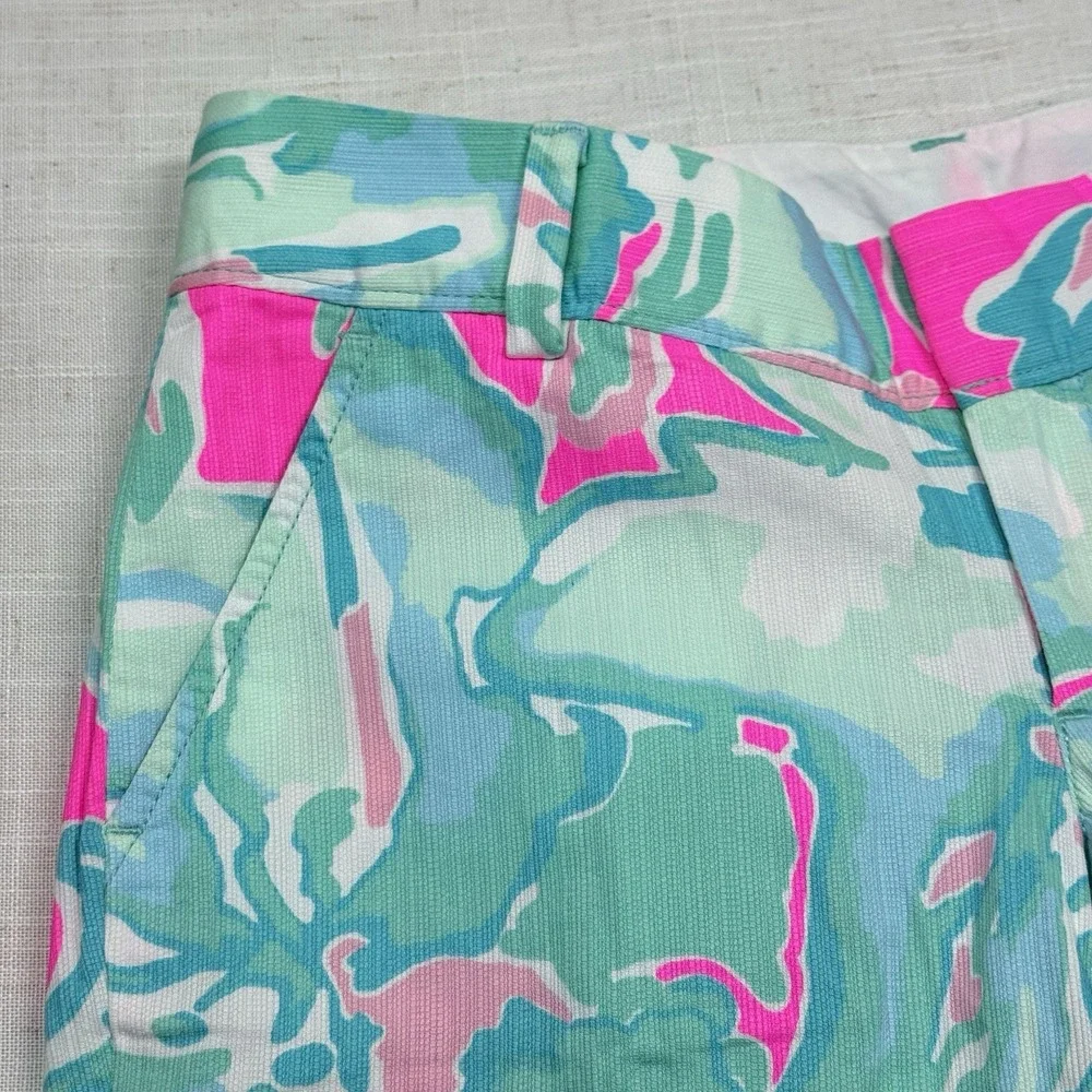 Lilly Pulitzer The Chipper‎ Short Women Size 00 Pink Teal Bermuda Shorts 19987